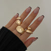 Women's Fashionable Asymmetrical Alloy Geometric Open Ring 3Piece Set With Electroplating