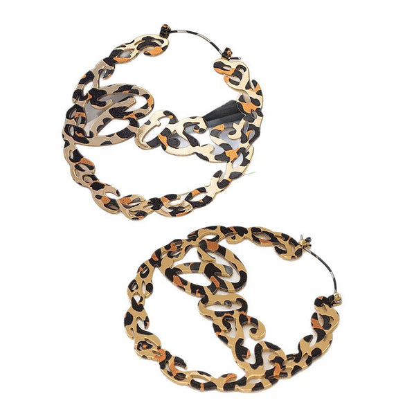Women's Fashionable Electroplated Alloy Hollow Geometric Circle Letter And Flower Earrings