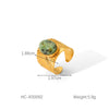 Women's Fashionable Elegant French Retro Court Style Oval Open Ring African Turquoise Titanium Steel Geometric Electroplated