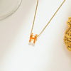 Women's Fashionable Elegant Light Luxury Copper Pendant Titanium Steel Necklace With Letter H Oil Dropping Enamel And Electroplating