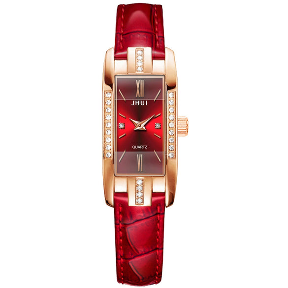 Women's Fashionable Elegant Quartz Watch With Alloy Case Pu Strap Square Dial Retro Style