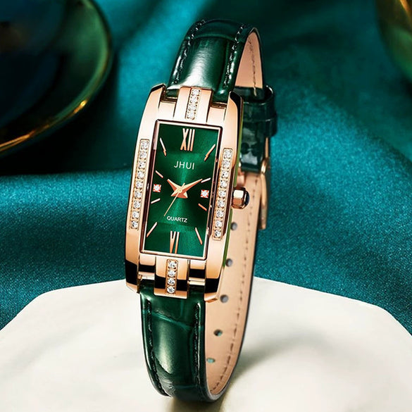Women's Fashionable Elegant Quartz Watch With Alloy Case Pu Strap Square Dial Retro Style