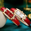 Women's Fashionable Elegant Quartz Watch With Alloy Case Pu Strap Square Dial Retro Style