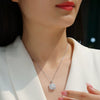 Women's Fashionable Geometric S925 Silver Pendant Necklace With Moissanite Inlay And Cross Chain