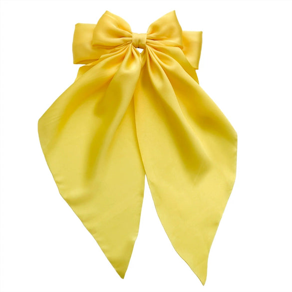 Women's Fashionable Handmade Cloth Spring Clip Hair Accessories With Bow And Long Tail Streamer