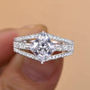 Women's Fashionable Light Luxury Elegant Copper Ring Inlaid With Shiny Zircon Rhombus Geometric Style