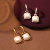 Women's Fashionable Light Luxury Square Pearl Stainless Steel Electroplated Earrings