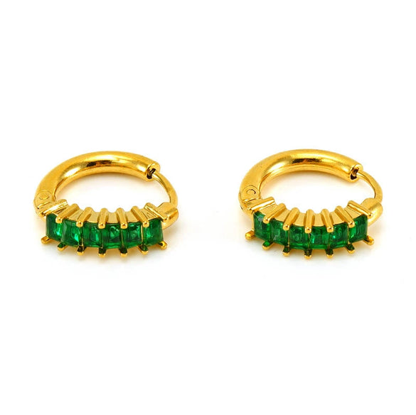 Women's Fashionable Light Luxury 316L Stainless Steel Gold Plated Geometric Inlaid Zircon Earrings