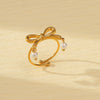 Women's Fashionable Marine Element Starfish And Heart Stainless Steel Electroplating Earrings And Ring Set
