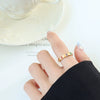 Women's Fashionable Niche Design Colorful Zircon Open Finger Ring Titanium Steel Electroplating Geometric