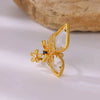 Women's Fashionable Open Butterfly Ring Copper Artificial Crystal Micropaved Zircon Geometric Exaggerated Electroplated