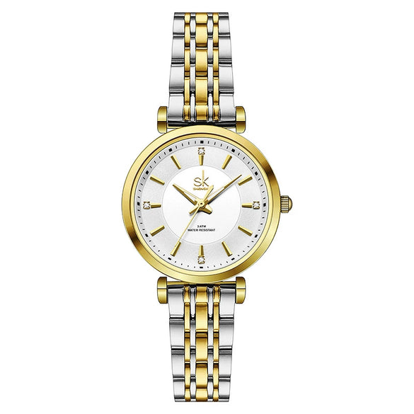 Women's Fashionable Simple Diamondembedded Light Luxury Watch With Steel Belt And Round Dial