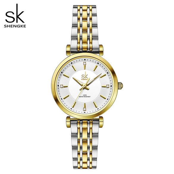 Women's Fashionable Simple Diamondembedded Light Luxury Watch With Steel Belt And Round Dial