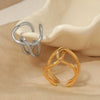 Women's Fashionable Simple Open Stainless Steel Geometric Cross Ring With Electroplating