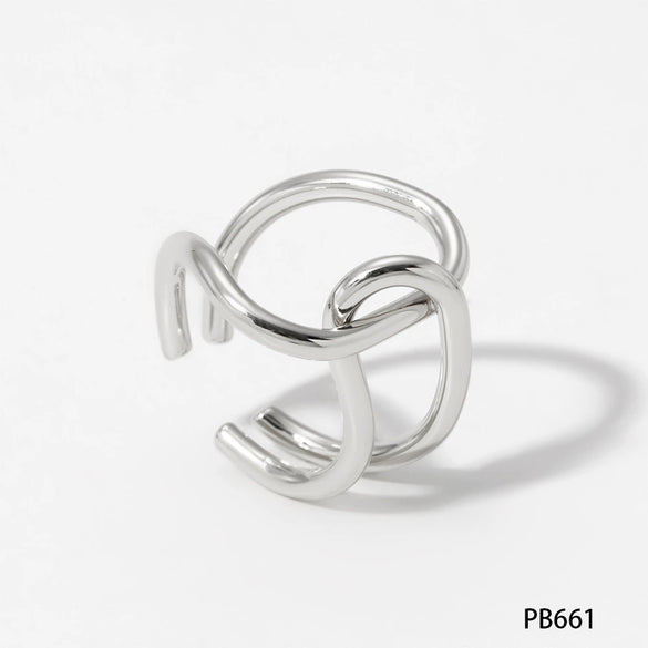Women's Fashionable Simple Open Stainless Steel Geometric Cross Ring With Electroplating