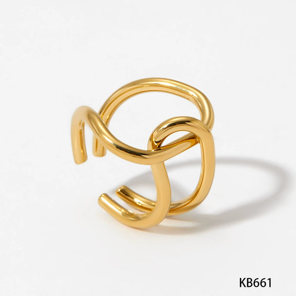 Women's Fashionable Simple Open Stainless Steel Geometric Cross Ring With Electroplating