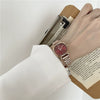Women's Fashionable Square Alloy Case Ordinary Glass Mirror Steel Belt Watch