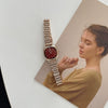 Women's Fashionable Square Alloy Case Ordinary Glass Mirror Steel Belt Watch