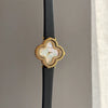 Women's Fashionable Stylish Flower Shape Quartz Watch With Four Leaf Clover Design And Super Fiber Strap And Ordinary Glass Mirror