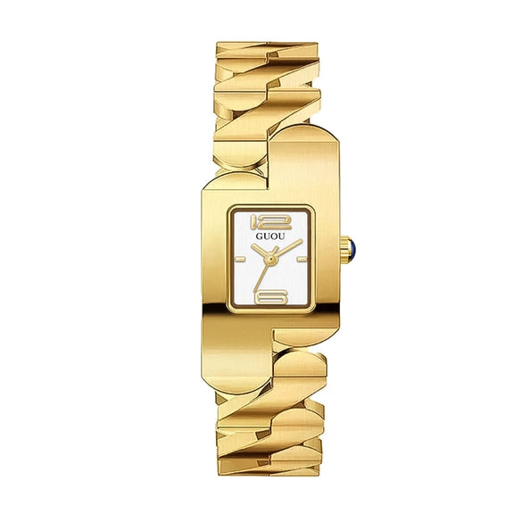 Women's Fashionable Vintage Watch With Steel Band Square Dial Alloy Case And Mineral Reinforced Glass Mirror
