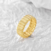 Women's Fashionable Wide Face Vertical Grain Geometric Copper 18K Gold Plated Ring