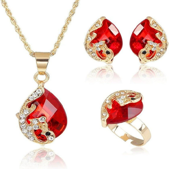 Women's Faux Pearl Floral Jewelry Set With Stainless Steel Cuban Chain Necklace Bracelet And Earrings Electroplated Fashion Wedding Jewelry
