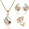 Women's Faux Pearl Floral Jewelry Set With Stainless Steel Cuban Chain Necklace Bracelet And Earrings Electroplated Fashion Wedding Jewelry