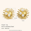 Women's Faux Pearl Sunburst Stud Earrings Goldplated Stainless Steel Geometric Light Luxury Statement Jewelry
