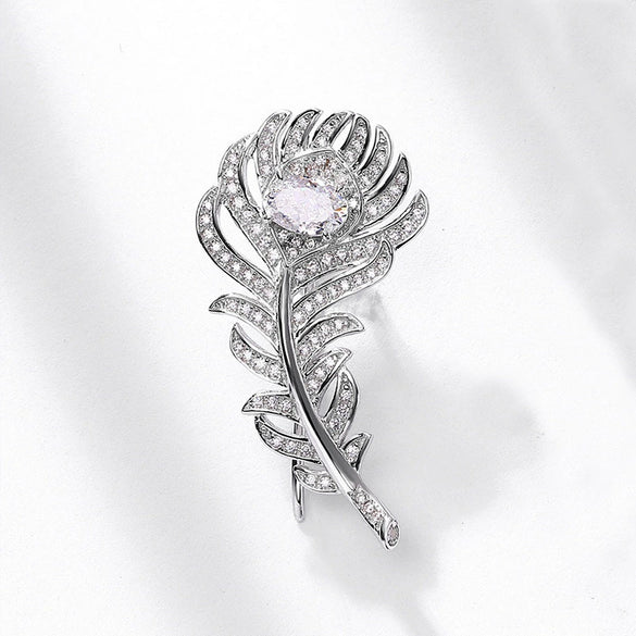 Women's Feather Earrings S925 Silver Ice Flower Cut High Carbon Diamond Geometric Design