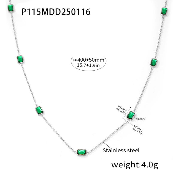 Women's Ferris Wheel Light Luxury Style Stainless Steel Zircon Electroplated Necklace Bracelet Jewelry Set