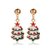 Women's Festive Alloy Geometric Christmas Tree Snowflake Pumpkin And Rainbow Electroplated Earrings Holiday Gift