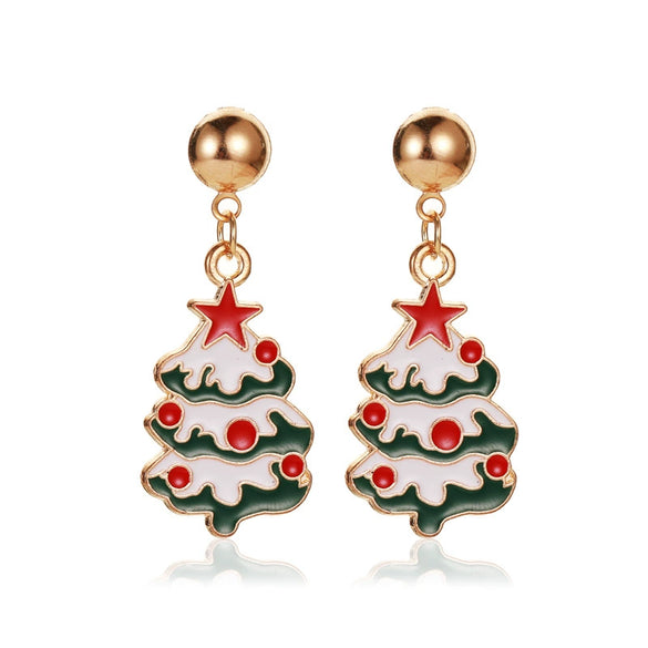 Women's Festive Alloy Geometric Christmas Tree Snowflake Pumpkin And Rainbow Electroplated Earrings Holiday Gift