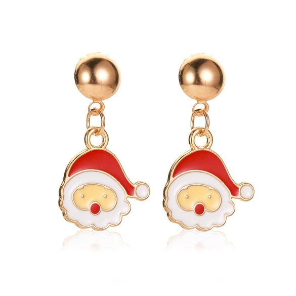 Women's Festive Alloy Geometric Christmas Tree Snowflake Pumpkin And Rainbow Electroplated Earrings Holiday Gift