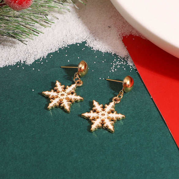 Women's Festive Alloy Geometric Christmas Tree Snowflake Pumpkin And Rainbow Electroplated Earrings Holiday Gift