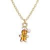 Women's Festive Cartoon Christmas Tree And Snowman Glass Pendant Necklace With Copper Chain And Plated Finish