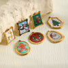 Women's Festive Christmas Reindeer Pendant With Colorful Dripping Design Goldplated Stainless Steel Jewelry