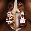 Women's Festive Santa Character Asymmetrical Stud Earrings Alloy Electroplated Design With Stainless Steel Posts