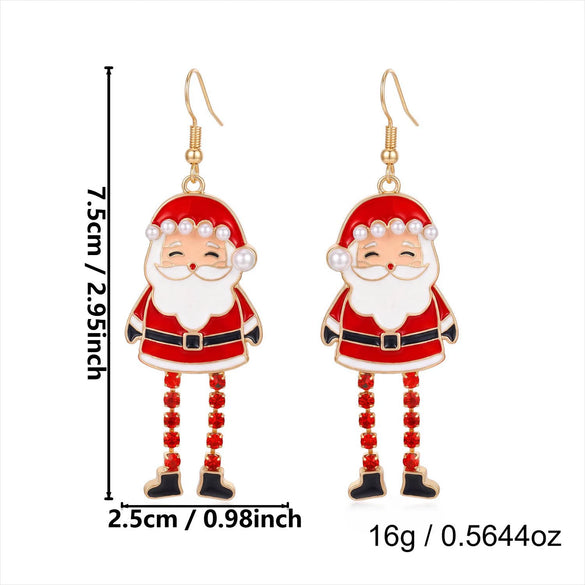 Women's Festive Santa Character Asymmetrical Stud Earrings Alloy Electroplated Design With Stainless Steel Posts