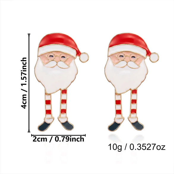 Women's Festive Santa Character Asymmetrical Stud Earrings Alloy Electroplated Design With Stainless Steel Posts