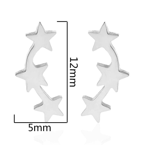 Women’s Five Pointed Star Stainless Steel Stud Earrings With Electroplated Finish Wholesale Jewelry