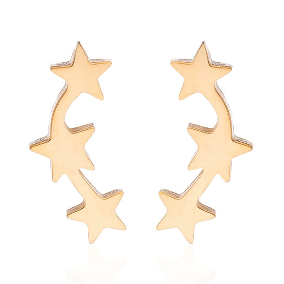 Women’s Five Pointed Star Stainless Steel Stud Earrings With Electroplated Finish Wholesale Jewelry
