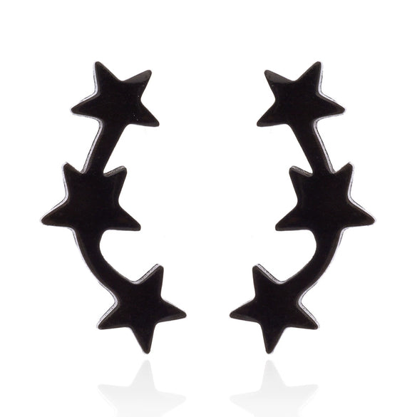 Women’s Five Pointed Star Stainless Steel Stud Earrings With Electroplated Finish Wholesale Jewelry