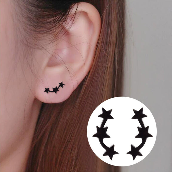 Women’s Five Pointed Star Stainless Steel Stud Earrings With Electroplated Finish Wholesale Jewelry