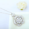 Women's Fivepetal Flower Pendant Necklace With Zircon Accents Copper Cross Chain Fashion Jewelry Wholesale