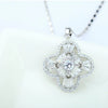 Women's Fivepetal Flower Pendant Necklace With Zircon Accents Copper Cross Chain Fashion Jewelry Wholesale