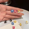 Women's Fivepiece Set Of Small And Cute Cartoon Resin Earrings With Heart And Star Patterns 925 Silver Needle Polished Design