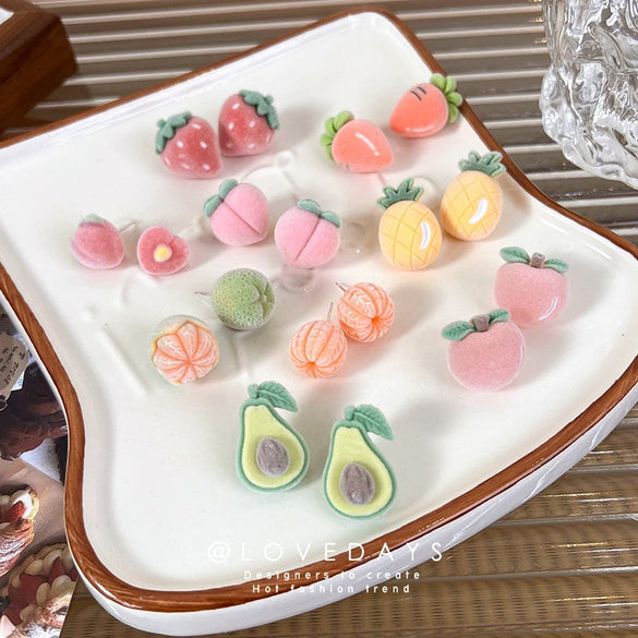Women's Flocking Fruit Plastic Resin Earrings