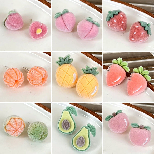 Women's Flocking Fruit Plastic Resin Earrings