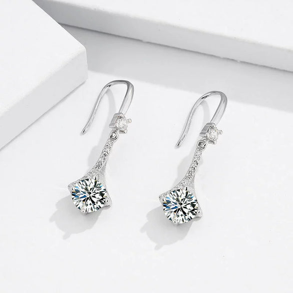 Women's Floral Crossshaped Sterling Silver Earrings With Zircon Inlay And Electroplated Light Luxury Finish