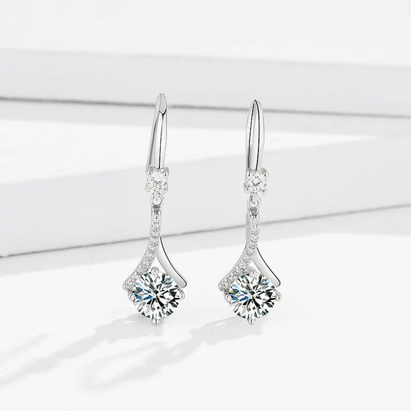 Women's Floral Crossshaped Sterling Silver Earrings With Zircon Inlay And Electroplated Light Luxury Finish